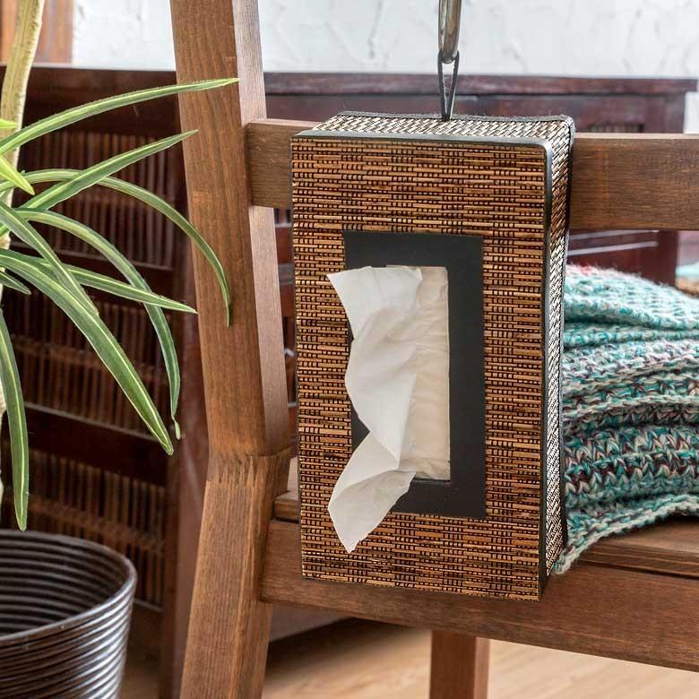 ティッシュケース パームリディ 壁掛け 吊り下げ ストラップ付 ブラウン アジアン アジアン雑貨 ナチュラル インテリア 13700 | ブランド登録なし | 01