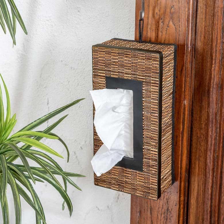ティッシュケース パームリディ 壁掛け 吊り下げ ストラップ付 ブラウン アジアン アジアン雑貨 ナチュラル インテリア 13700 | ブランド登録なし | 10