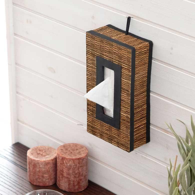 ティッシュケース パームリディ 壁掛け 吊り下げ ストラップ付 ブラウン アジアン アジアン雑貨 ナチュラル インテリア 13700 | ブランド登録なし | 18