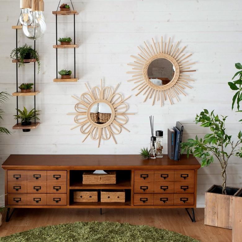 ミラー 鏡 壁掛け ウォールミラー 丸型 ラタン 壁掛けミラー サンミラー 西海岸 レストラン カフェ 店舗用 バリ おしゃれ 13703 | ブランド登録なし | 11