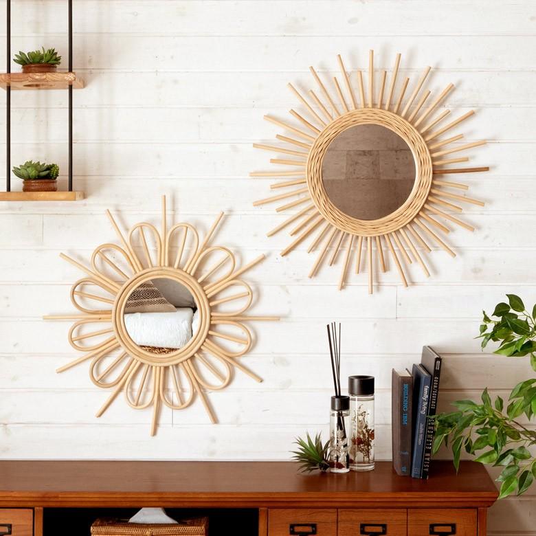 ミラー 鏡 壁掛け ウォールミラー 丸型 ラタン 壁掛けミラー サンミラー 西海岸 レストラン カフェ 店舗用 バリ おしゃれ 13703 | ブランド登録なし | 12