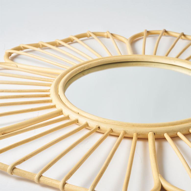 鏡 壁掛け ミラー ラタン ウォールミラー 丸 フラワー 壁掛鏡 ラタンミラー デザインミラー 花 おしゃれ 北欧 リゾート 雑貨 インテリア 西海岸 13709 | ELEMENTS（インテリア） | 14