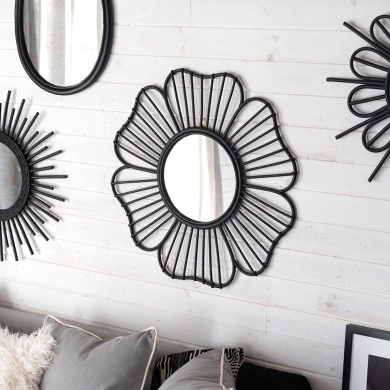 ミラー 鏡 壁掛け ウォールミラー フラワー 花型 ラタン 壁掛けミラー 吊り下げ 西海岸 レストラン カフェ 店舗用 バリ おしゃれ 13710 | ブランド登録なし | 03