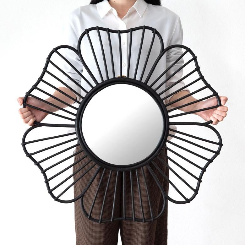 ミラー 鏡 壁掛け ウォールミラー フラワー 花型 ラタン 壁掛けミラー 吊り下げ 西海岸 レストラン カフェ 店舗用 バリ おしゃれ 13710 | ブランド登録なし | 04