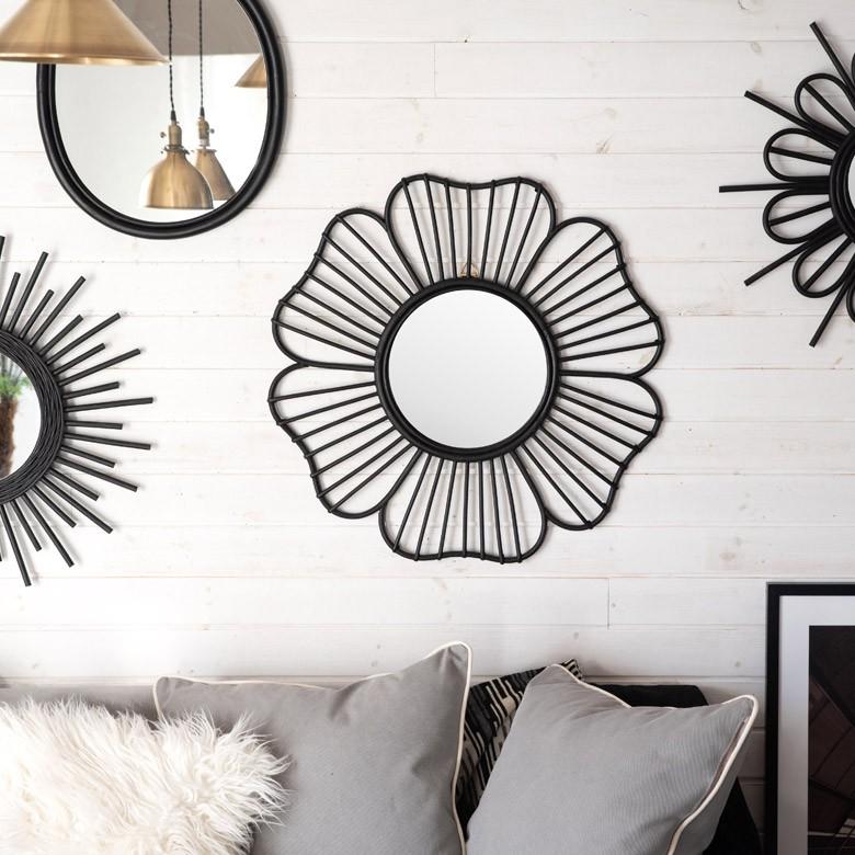 ミラー 鏡 壁掛け ウォールミラー フラワー 花型 ラタン 壁掛けミラー 吊り下げ 西海岸 レストラン カフェ 店舗用 バリ おしゃれ 13710 | ブランド登録なし | 05