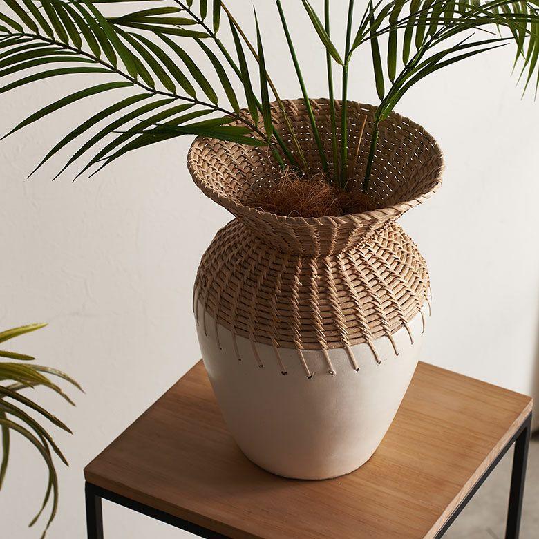 壺　オブジェ　フラワーベース　アジアンインテリア　テラコッタ テラコッタ フラワーベース 60cm マットブラック トール 大型