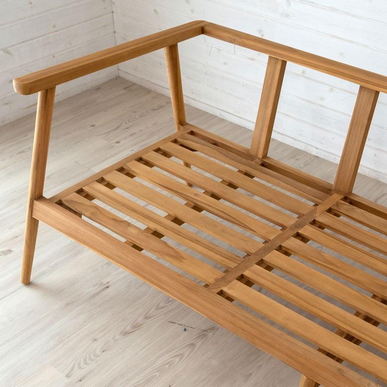 ソファ 3人掛け 肘掛けつき 天然木製 幅190cm「TAKE TEAK」 天然木 チーク材 ファブリック グレー 北欧 モダン シンプル 13730 | ブランド登録なし | 11