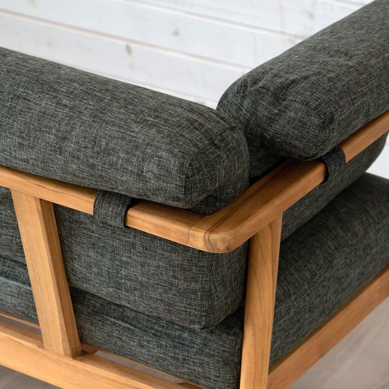 ソファ 3人掛け 肘掛けつき 天然木製 幅190cm「TAKE TEAK」 天然木 チーク材 ファブリック グレー 北欧 モダン シンプル 13730 | ブランド登録なし | 15