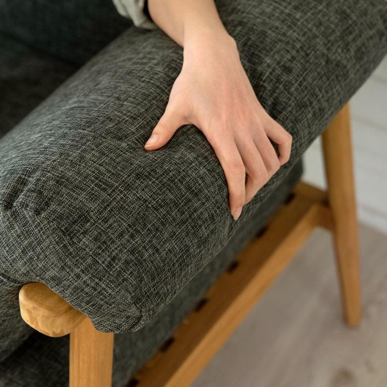 ソファ 3人掛け 肘掛けつき 天然木製 幅190cm「TAKE TEAK」 天然木 チーク材 ファブリック グレー 北欧 モダン シンプル 13730 | ブランド登録なし | 03