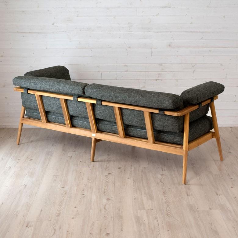 ソファ 3人掛け 肘掛けつき 天然木製 幅190cm「TAKE TEAK」 天然木 チーク材 ファブリック グレー 北欧 モダン シンプル 13730 | ブランド登録なし | 04