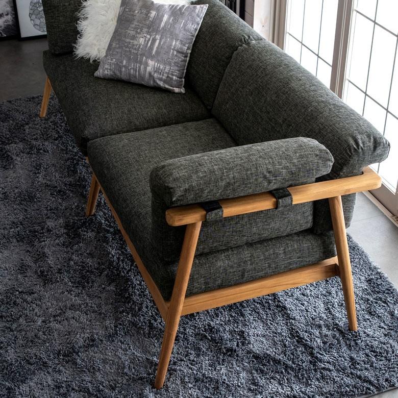 ソファ 3人掛け 肘掛けつき 天然木製 幅190cm「TAKE TEAK」 天然木 チーク材 ファブリック グレー 北欧 モダン シンプル 13730 | ブランド登録なし | 05