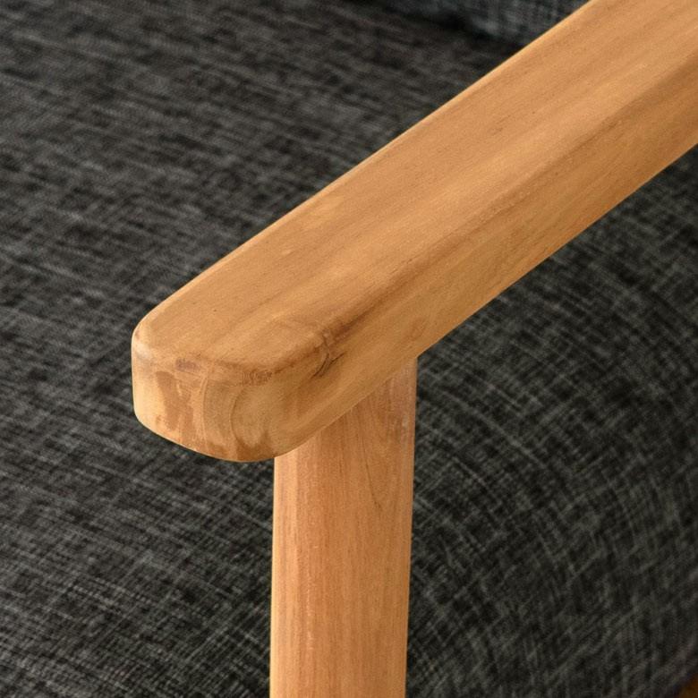 ソファ 3人掛け 肘掛けつき 天然木製 幅190cm「TAKE TEAK」 天然木 チーク材 ファブリック グレー 北欧 モダン シンプル 13730 | ブランド登録なし | 07