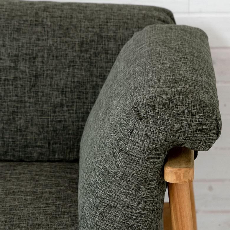 ソファ 3人掛け 肘掛けつき 天然木製 幅190cm「TAKE TEAK」 天然木 チーク材 ファブリック グレー 北欧 モダン シンプル 13730 | ブランド登録なし | 08