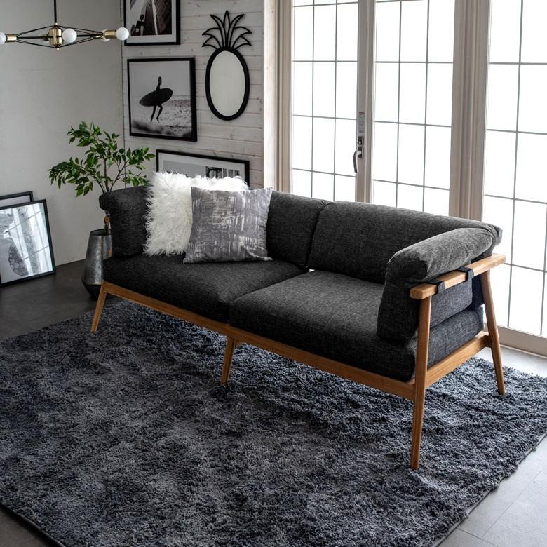 ソファ 3人掛け 肘掛けつき 天然木製 幅190cm「TAKE TEAK」 天然木 チーク材 ファブリック グレー 北欧 モダン シンプル 13730 | ブランド登録なし | 09