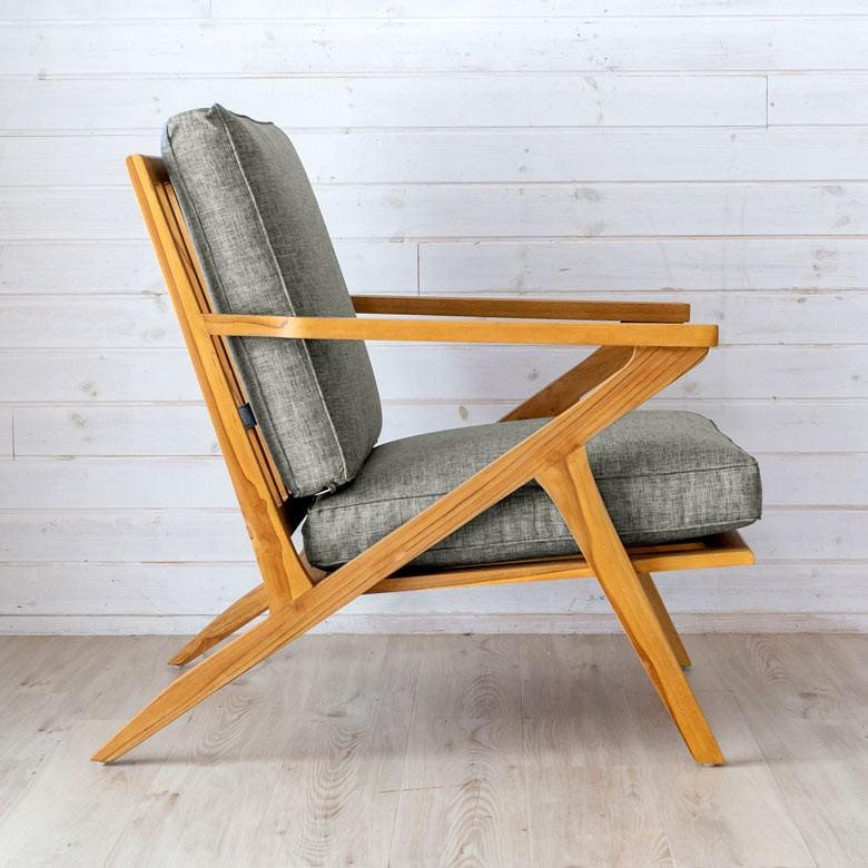 ソファ 1人掛け 肘掛けつき 天然木製 幅190cm「TAKE TEAK」 天然木 チーク材 ファブリック グレー 北欧 モダン シンプル 13731 | ブランド登録なし | 16