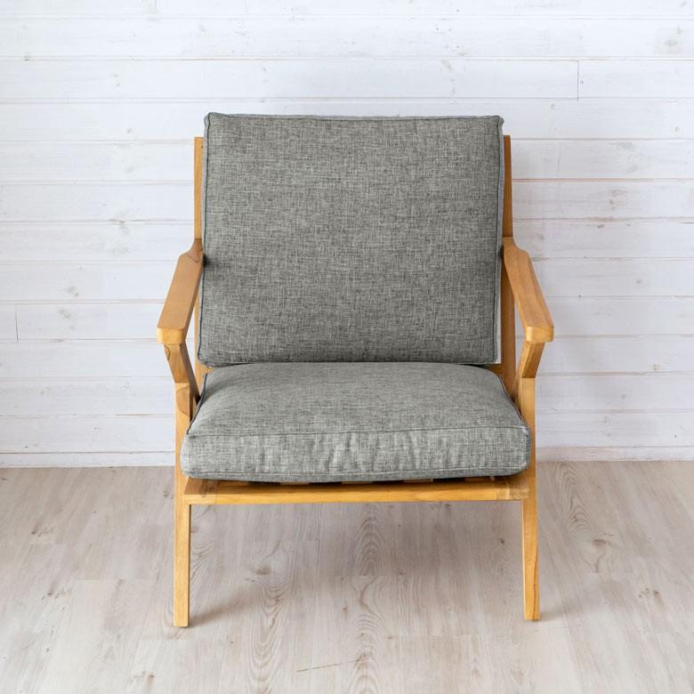 ソファ 1人掛け 肘掛けつき 天然木製 幅190cm「TAKE TEAK」 天然木 チーク材 ファブリック グレー 北欧 モダン シンプル 13731 | ブランド登録なし | 17