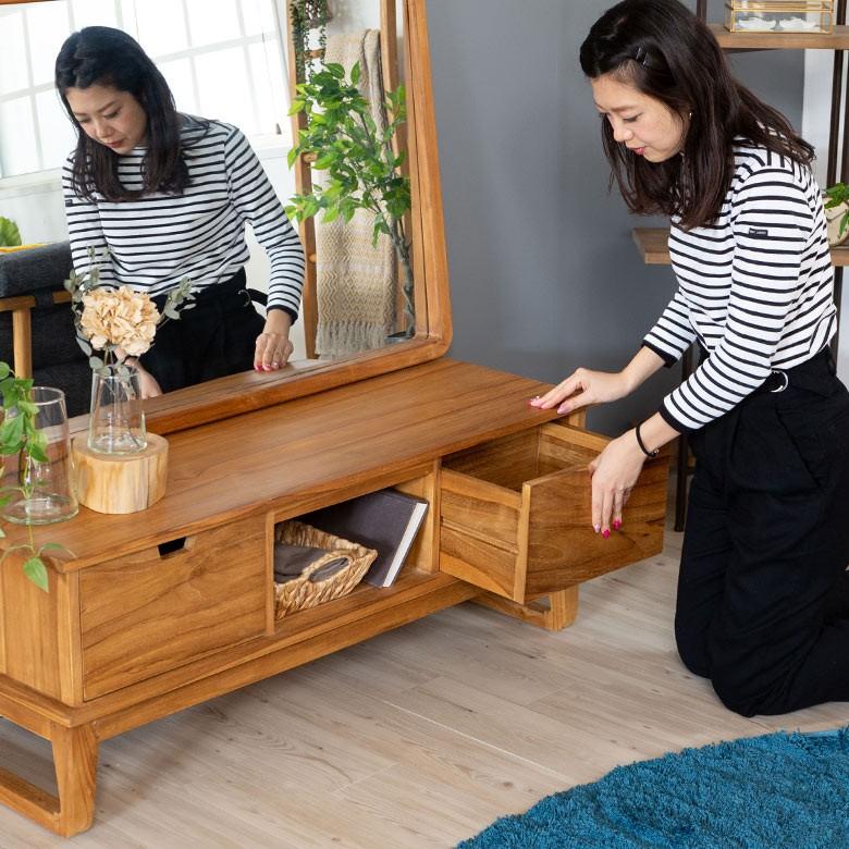 TVボード テレビ台 ローボード オーディオボード 収納付き 天然木製「TAKE TEAK」 チーク材 鏡台 アメリカン 北欧 モダン シンプル 13735 | ブランド登録なし | 18