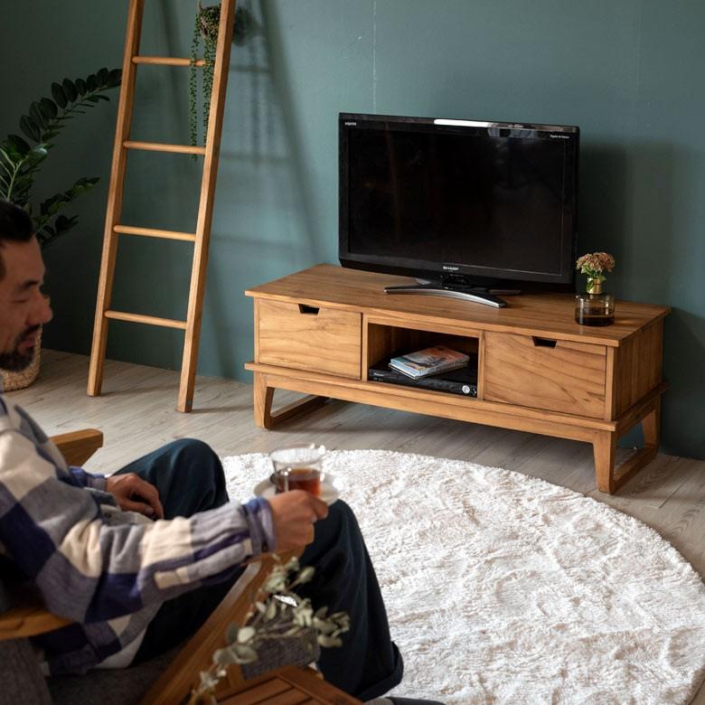 TVボード テレビ台 ローボード オーディオボード 収納付き 天然木製「TAKE TEAK」 チーク材 鏡台 アメリカン 北欧 モダン シンプル 13735 | ブランド登録なし | 19