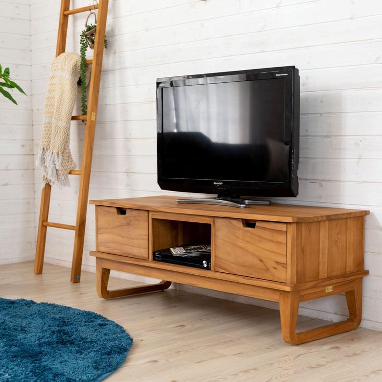 TVボード テレビ台 ローボード オーディオボード 収納付き 天然木製「TAKE TEAK」 チーク材 鏡台 アメリカン 北欧 モダン シンプル 13735 | ブランド登録なし | 09