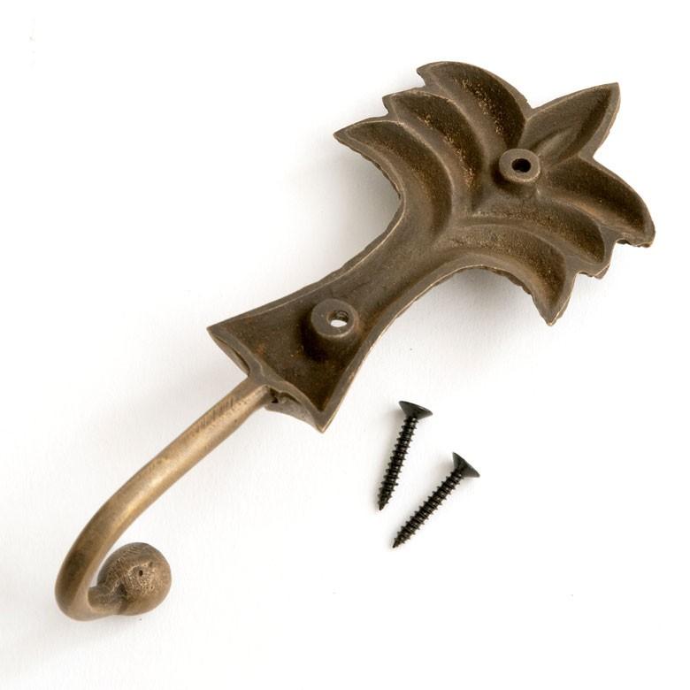 フック 壁掛け ウォール フック パームツリー型 Mサイズ アンティーク風 真鍮 木ネジ付 壁フック ブロンズ 洗面所 トイレ ドア 壁掛け収納 アジア工房 13743 | ブランド登録なし | 03