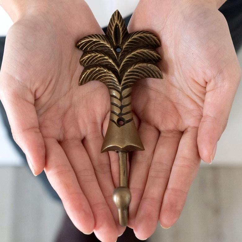 フック 壁掛け ウォール フック パームツリー型 Mサイズ アンティーク風 真鍮 木ネジ付 壁フック ブロンズ 洗面所 トイレ ドア 壁掛け収納 アジア工房 13743 | ブランド登録なし | 06