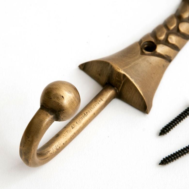 フック 壁掛け ウォール フック パームツリー型 Lサイズ アンティーク風 真鍮製 木ネジ付 壁フック ブロンズ 洗面所 トイレ ドア 壁掛け収納 アジア工房 13745 | ブランド登録なし | 02