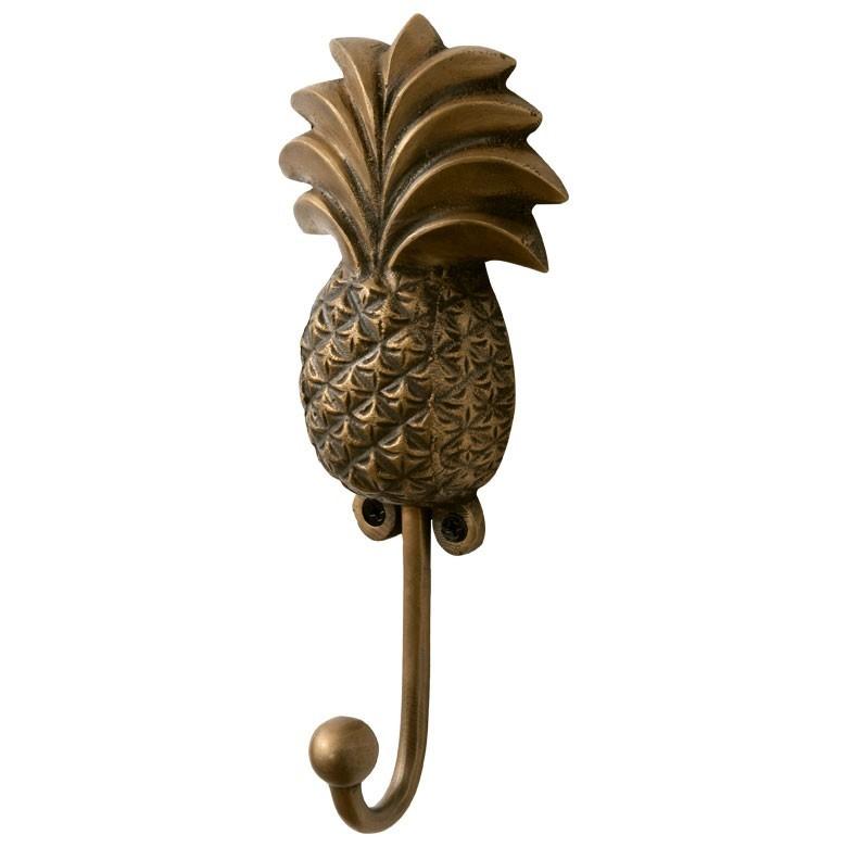 フック 壁掛け ウォール フック パイナップル型 Lサイズ アンティーク風 真鍮製 木ネジ付 壁フック ブロンズ 洗面所 トイレ ドア 壁掛け収納 アジア工房 13746 | ブランド登録なし