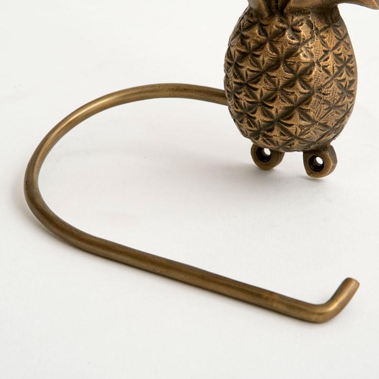 トイレットペーパーホルダー パイナップル 壁掛けフック ウォールフック 約15cm アンティーク風 真鍮製 ブロンズ 洗面所 トイレ ドア 吊り下げ アジア工房 13748 | ブランド登録なし | 02
