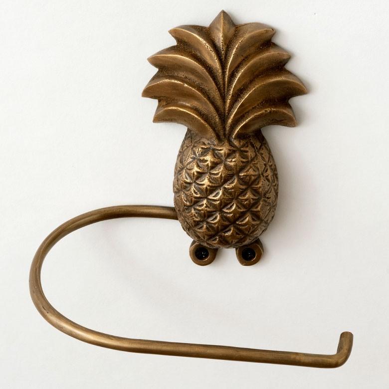 トイレットペーパーホルダー パイナップル 壁掛けフック ウォールフック 約15cm アンティーク風 真鍮製 ブロンズ 洗面所 トイレ ドア 吊り下げ アジア工房 13748 | ブランド登録なし | 03