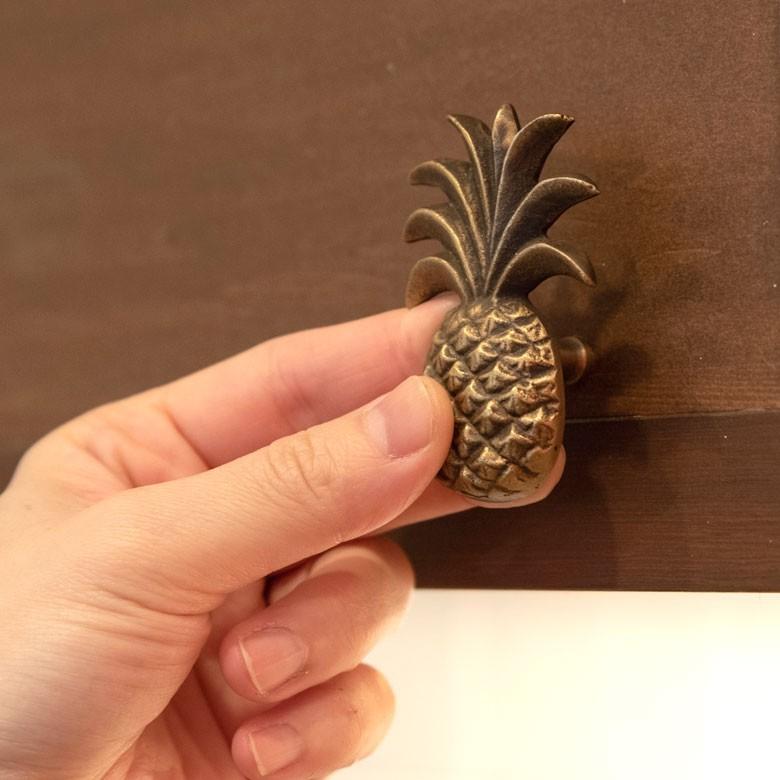 取っ手 ドアノブ 真鍮製 パイナップル型 Mサイズ 幅4.5cm 高さ6.5cm アンティーク風  つまみ DIY 付け替え 引き出し 家具 ハンドル 真鍮ノブ アジア工房 13757 | ブランド登録なし | 01