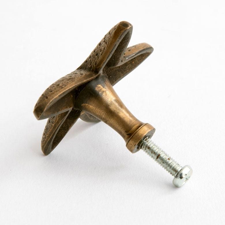 取っ手 ドアノブ 真鍮製 ヒトデ型 Mサイズ 幅4.5cm 高さ6cm アンティーク風  つまみ DIY 付け替え 引き出し 家具 ハンドル 真鍮ノブ アジア工房 13758 | ブランド登録なし | 07