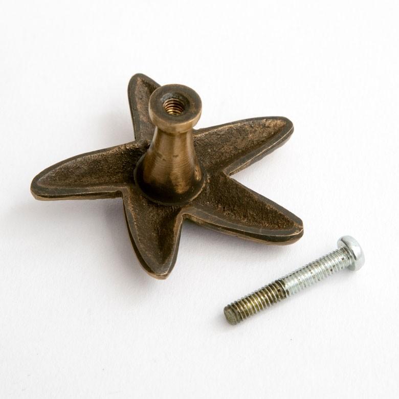 取っ手 ドアノブ 真鍮製 ヒトデ型 Mサイズ 幅4.5cm 高さ6cm アンティーク風  つまみ DIY 付け替え 引き出し 家具 ハンドル 真鍮ノブ アジア工房 13758 | ブランド登録なし | 08