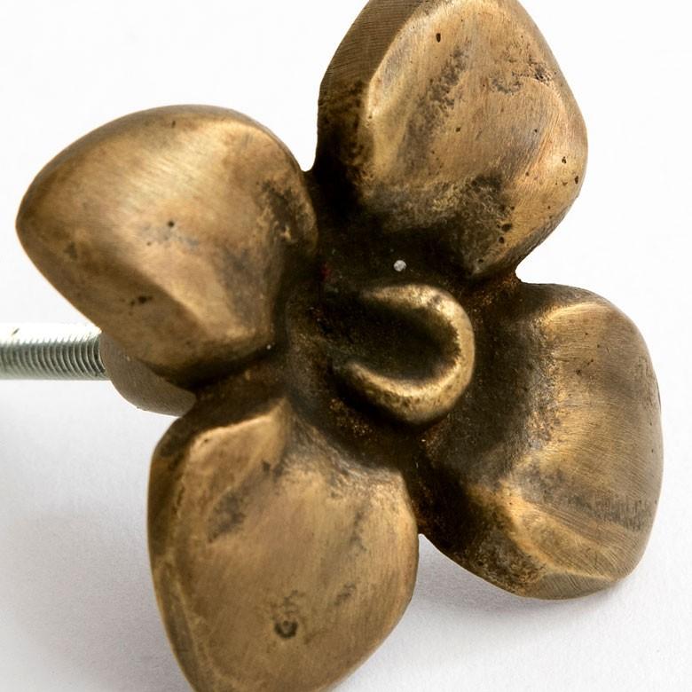 取っ手 ドアノブ 真鍮製 オーキッド型 欄の花 幅5cm 高さ5cm アンティーク風  つまみ DIY 付け替え 引き出し 家具 ハンドル 真鍮ノブ アジア工房 13759 | ブランド登録なし | 03