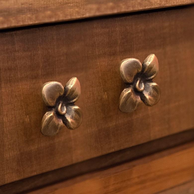 取っ手 ドアノブ 真鍮製 オーキッド型 欄の花 幅5cm 高さ5cm アンティーク風  つまみ DIY 付け替え 引き出し 家具 ハンドル 真鍮ノブ アジア工房 13759 | ブランド登録なし | 05