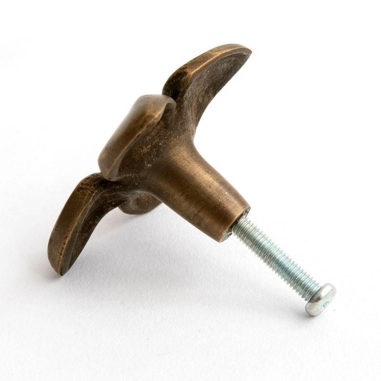 取っ手 ドアノブ 真鍮製 オーキッド型 欄の花 幅5cm 高さ5cm アンティーク風  つまみ DIY 付け替え 引き出し 家具 ハンドル 真鍮ノブ アジア工房 13759 | ブランド登録なし | 07