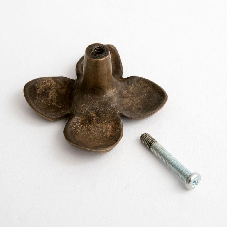 取っ手 ドアノブ 真鍮製 オーキッド型 欄の花 幅5cm 高さ5cm アンティーク風  つまみ DIY 付け替え 引き出し 家具 ハンドル 真鍮ノブ アジア工房 13759 | ブランド登録なし | 08