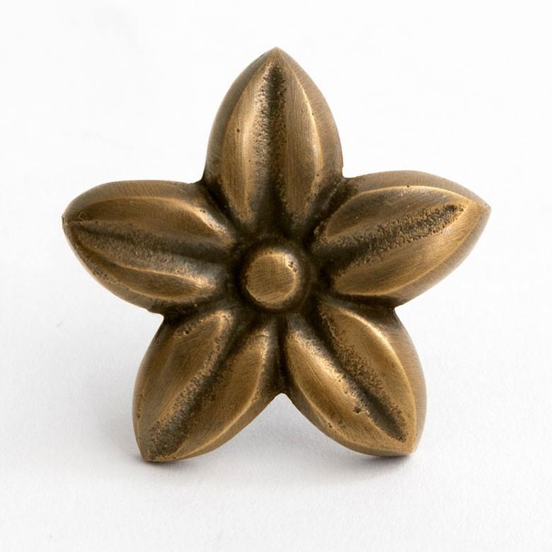 取っ手 ドアノブ 真鍮製 プルメリア型 Mサイズ 幅5cm 高さ5cm アンティーク風  つまみ DIY 付け替え 引き出し 家具 ハンドル 真鍮ノブ アジア工房 13760 | ブランド登録なし | 02