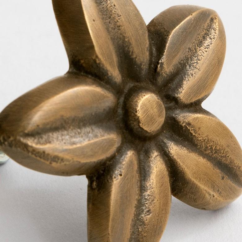 取っ手 ドアノブ 真鍮製 プルメリア型 Mサイズ 幅5cm 高さ5cm アンティーク風  つまみ DIY 付け替え 引き出し 家具 ハンドル 真鍮ノブ アジア工房 13760 | ブランド登録なし | 03