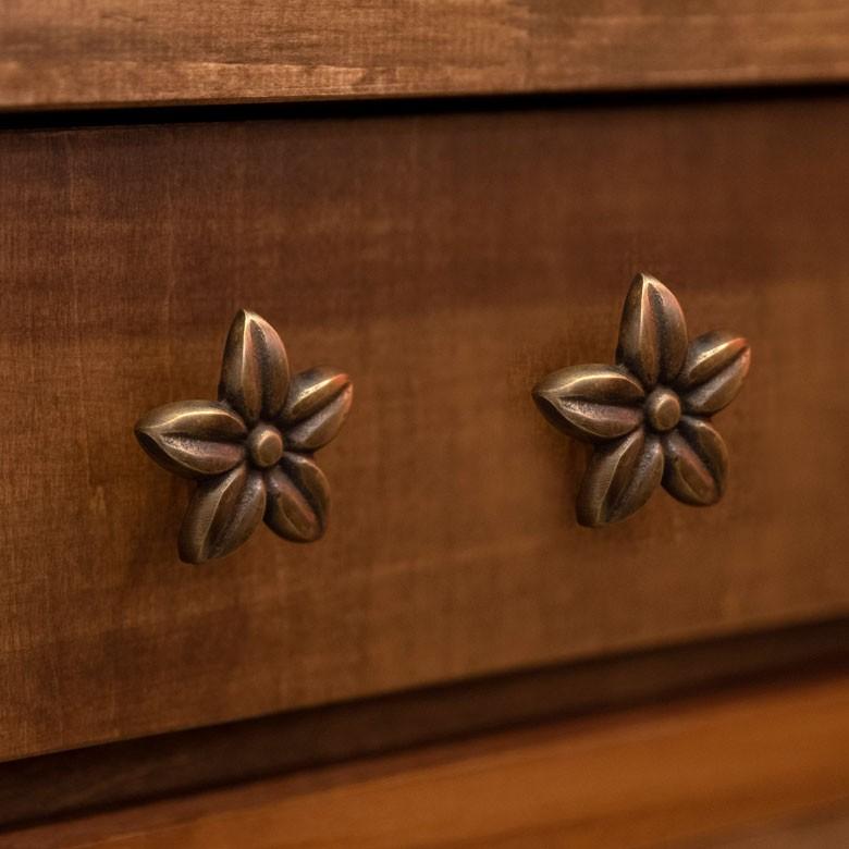 取っ手 ドアノブ 真鍮製 プルメリア型 Mサイズ 幅5cm 高さ5cm アンティーク風  つまみ DIY 付け替え 引き出し 家具 ハンドル 真鍮ノブ アジア工房 13760 | ブランド登録なし | 05