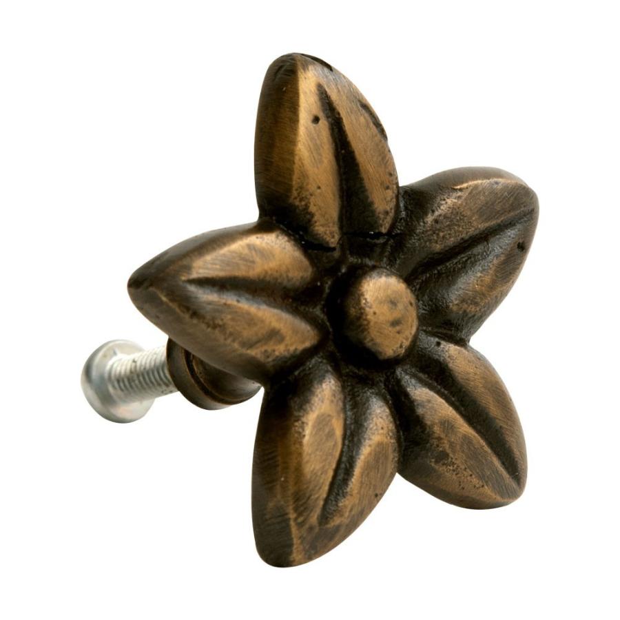 取っ手 ドアノブ 真鍮製 プルメリア型 Sサイズ 幅3.5cm 高さ3.5cm アンティーク風  つまみ DIY 付け替え 引き出し 家具 ハンドル 真鍮ノブ アジア工房 13761 | ブランド登録なし | 10