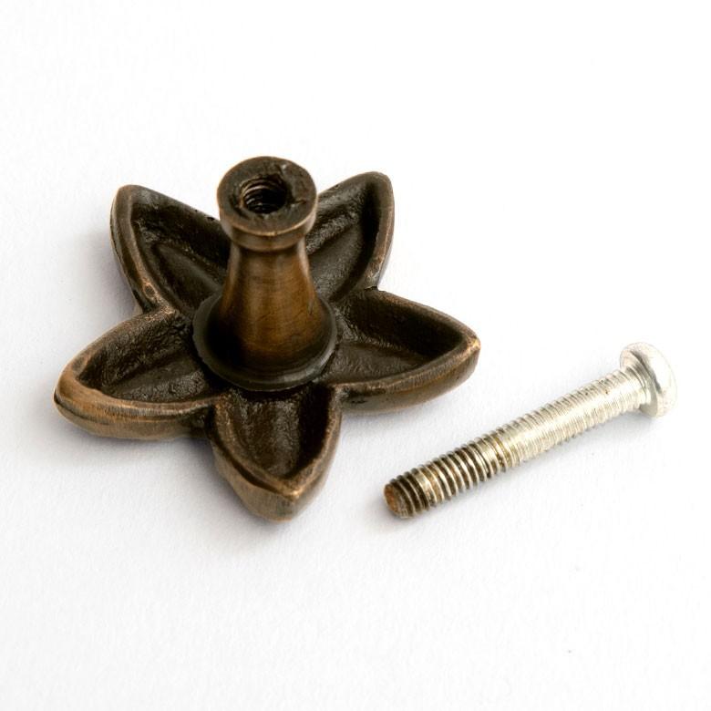 取っ手 ドアノブ 真鍮製 プルメリア型 Sサイズ 幅3.5cm 高さ3.5cm アンティーク風  つまみ DIY 付け替え 引き出し 家具 ハンドル 真鍮ノブ アジア工房 13761 | ブランド登録なし | 08
