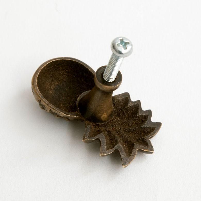 取っ手 ドアノブ 真鍮製 パイナップル型 Sサイズ 幅2.5cm 高さ4.5cm アンティーク風  つまみ DIY 付け替え 引き出し 家具 ハンドル 真鍮ノブ アジア工房 13762 | ブランド登録なし | 07