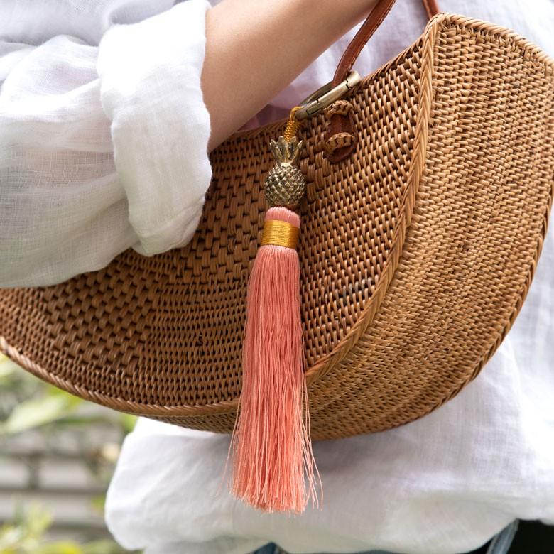 バッグチャーム キーホルダー ハンドメイド タッセル フリンジ チャーム ストラップ パーツ アンティーク パイナップルモチーフ  キーチャーム 13816 | ブランド登録なし | 14