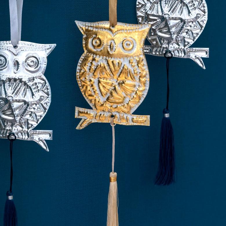 クリスマス オーナメント 壁飾り フクロウ Xmas アルミ製 オブジェ クリスマス雑貨 シルバー ゴールド パーティー おしゃれ 13821 | ブランド登録なし | 04