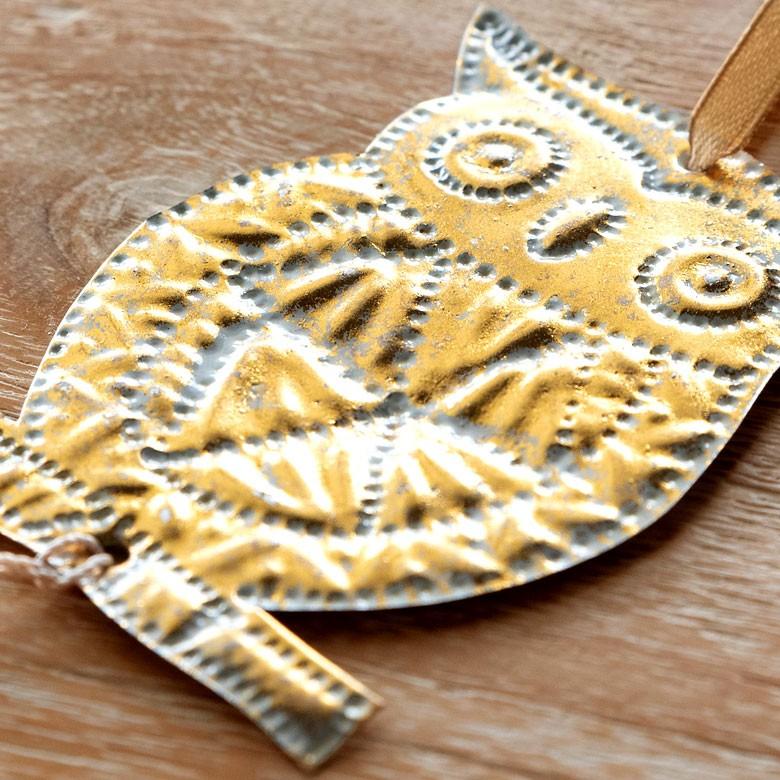 クリスマス オーナメント 壁飾り フクロウ Xmas アルミ製 オブジェ クリスマス雑貨 シルバー ゴールド パーティー おしゃれ 13821 | ブランド登録なし | 06