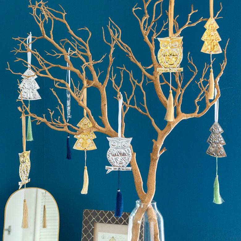 クリスマス オーナメント 壁飾り フクロウ Xmas アルミ製 オブジェ クリスマス雑貨 シルバー ゴールド パーティー おしゃれ 13821 | ブランド登録なし | 10