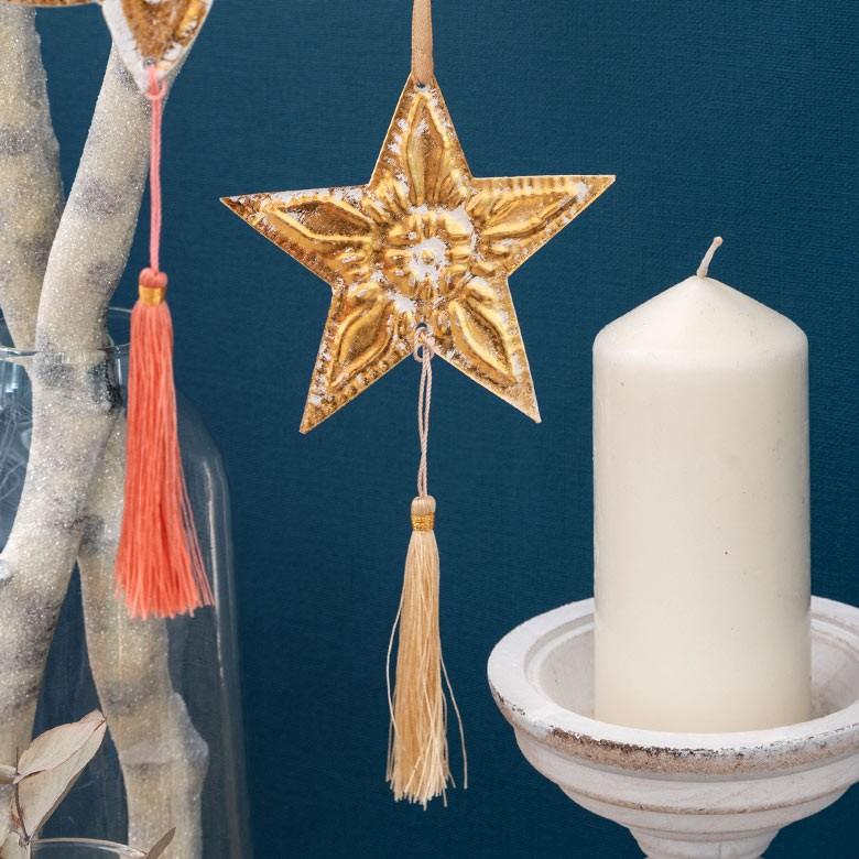 クリスマス オーナメント 壁飾り ゴールド タッセル付き Xmas アルミ製 オブジェ クリスマス雑貨  パーティー ウォールデコレーション おしゃれ 13822-gld | ブランド登録なし | 09