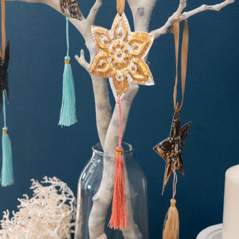 クリスマス オーナメント 壁飾り ゴールド タッセル付き Xmas アルミ製