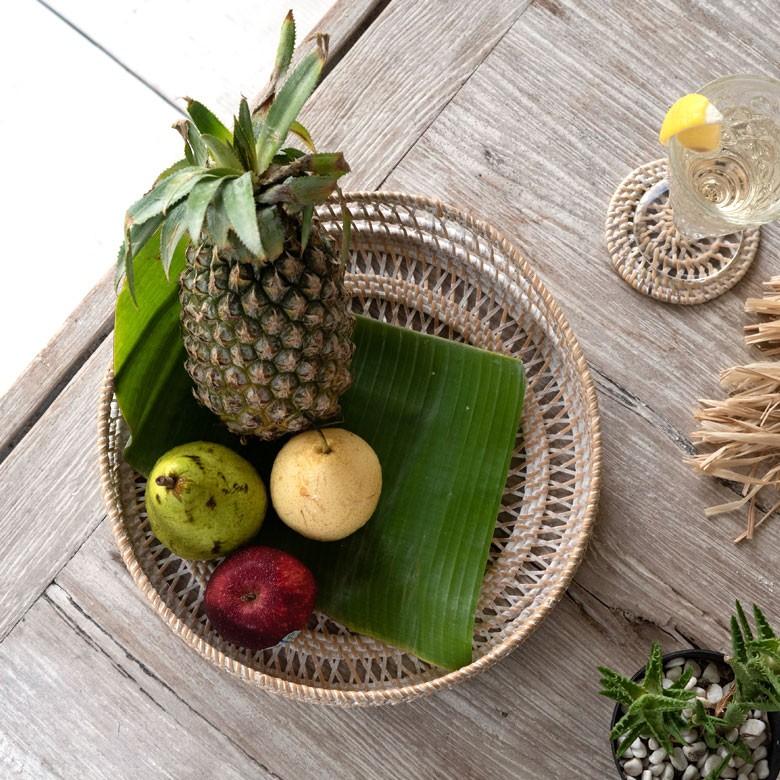 トレイ ラタン製 円形 かごバスケット デコレーショントレイ フルーツバスケット 小物収納 かご 小物入れ 籐 アジアン雑貨 13827 | ELEMENTS（インテリア） | 19