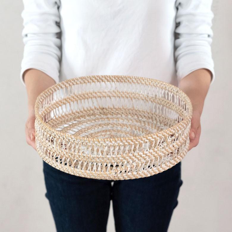 トレイ ラタン製 円形 かごバスケット デコレーショントレイ フルーツバスケット 小物収納 かご 小物入れ 籐 アジアン雑貨 13827 | ELEMENTS（インテリア） | 07